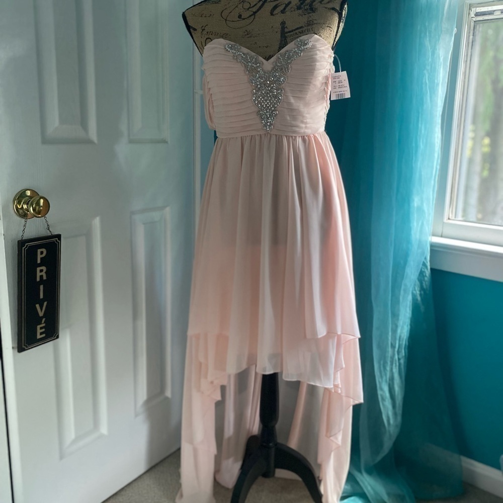 City Triangles New Blush Pink Strapless Chiffon High Low Dress Size 3 Small NWT